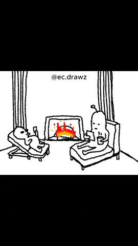 ecdrawz fire chill relax alien GIF