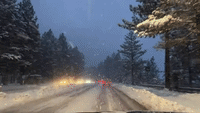 Snowy Scenes Around Lake Tahoe as Drivers Warned to Prepare for Worsening Conditions