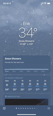Apple’s Weather app with an environment-responsive motion
