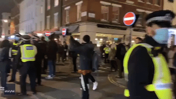Woman Detained by Police During Late Night Lockdown Protest in Central London