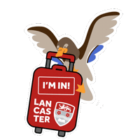 Flyingduckpullingalancastersuitcase Sticker by Lancaster University