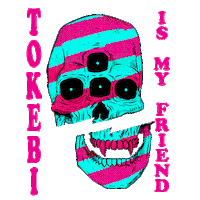 iamtokebi psychedelic neon skull friend Sticker