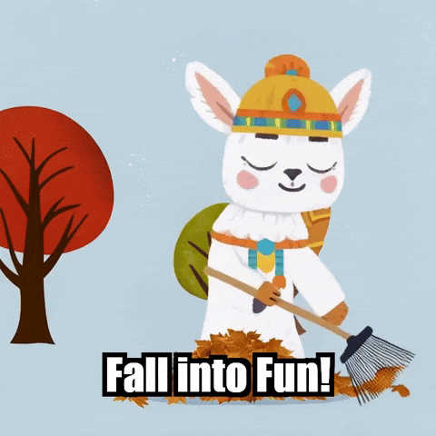 Autumn Raking GIF by Llamaozi