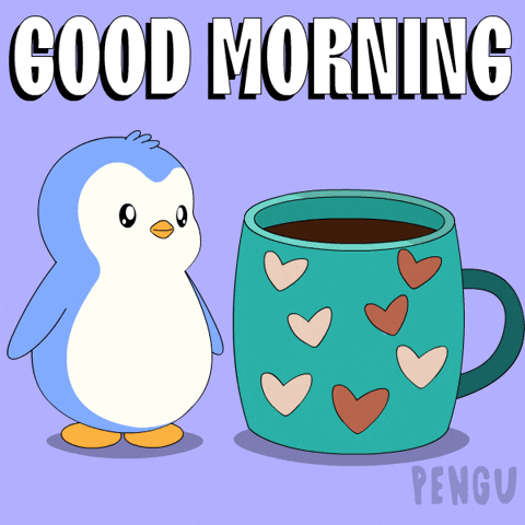 Good Morning Coffee GIF by Pudgy Penguins