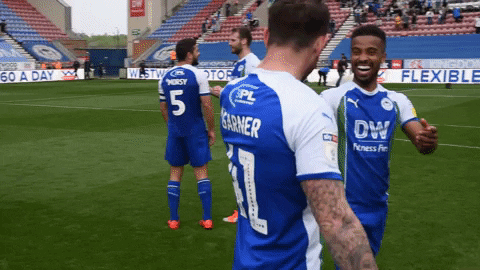 nathan byrne hugging GIF by Wigan Athletic