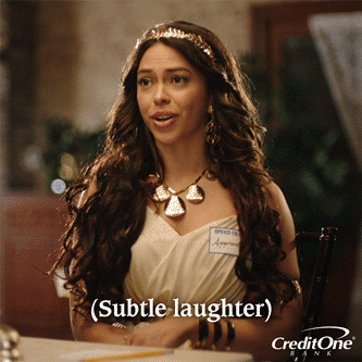 CreditOneBank smile laugh goddess chuckle GIF