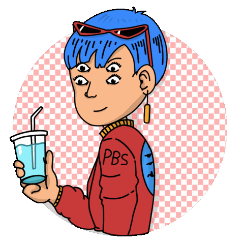 Girl Drinking Sticker