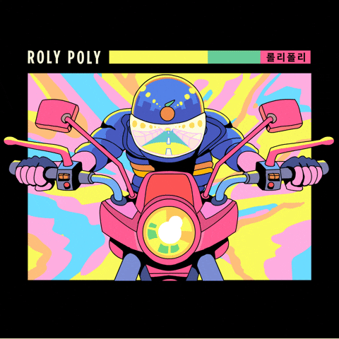RolyPolyNFT giphyupload roly poly biker girl Motorcycle Ride GIF