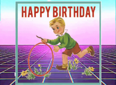 michaelpaulukonis happy birthday vintage illustration retrogram GIF
