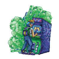 jushpl gaming gamer oldschool mural Sticker