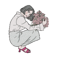 studioblushillust fashion illustration woman flowers Sticker