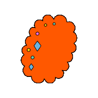 maevechocolate orange cloud puff gems Sticker