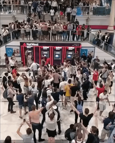‘It’s Coming Home’ - England Fans Go Wild in London Train Station After Colombia Win
