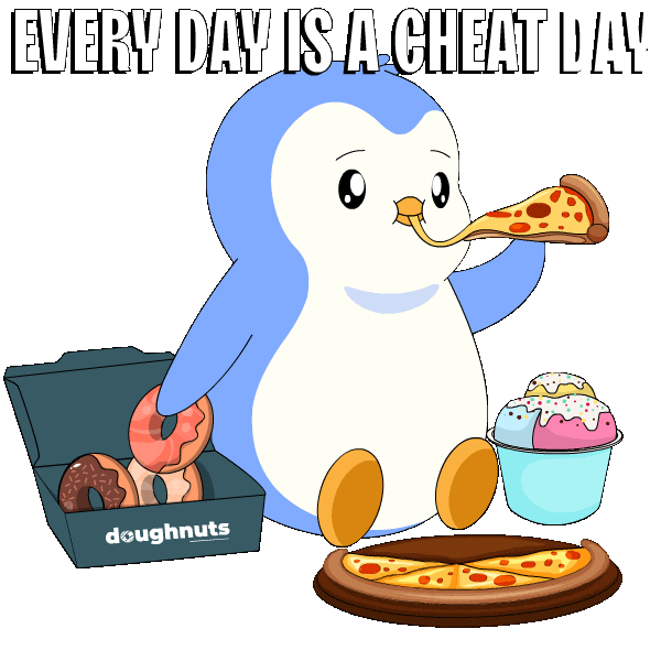 Pizza Eating Sticker by Pudgy Penguins