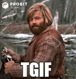 Meme gif. The Jeremiah Johnson nod of approval meme: A slow zoom in on Robert Redford as Jeremiah Johnson, culminating in a smiling nod. Text, "TGIF"