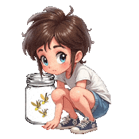 Boys Girls Fireflies Sticker