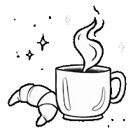 steph_fireflyatelier coffee morning black and white breakfast Sticker