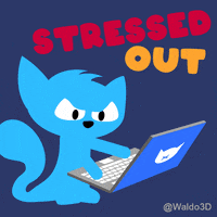 Waldo3D cat working laptop stressed GIF