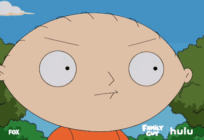 Family Guy gif. Stewie's eyes narrow and his face darkens with rage as we zoom in on his angry eyes.