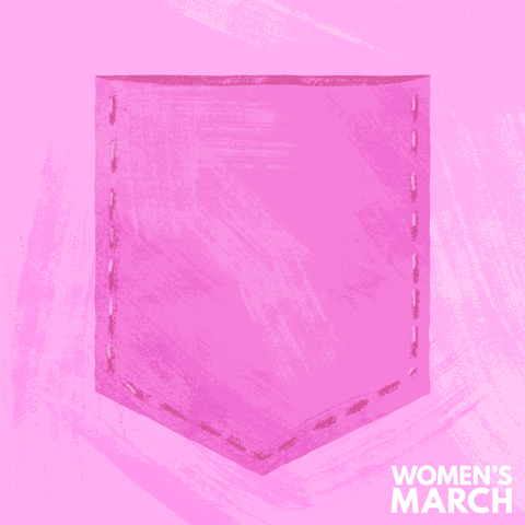 Digital art gif. Illustration of a name tag sticker on the pocket of a pink shirt that says, "Hello I am," with the phrase, "Not backing down, bans off our bodies," written in the space for a name.