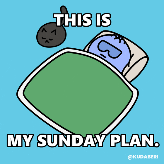 Tired Happy Sunday GIF by Kudaberi