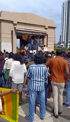 Protesters Gather Outside Sri Lankan