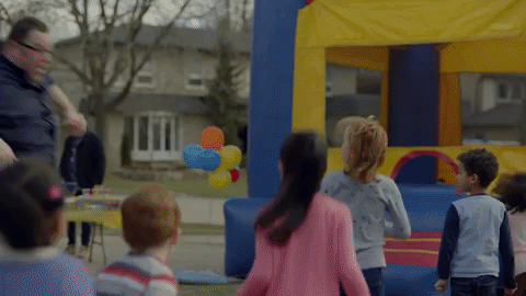 adweek giphygifmaker parenting millennials bouncy castle GIF