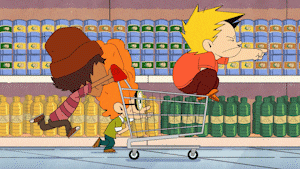 Person grocery shopping confidently with a cart in the store