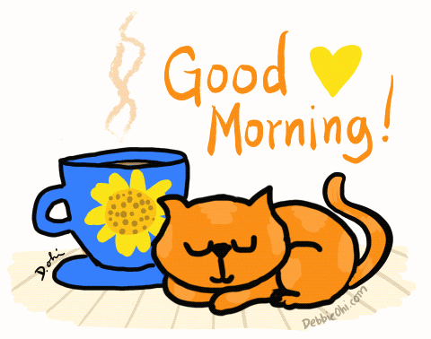 Good Morning Cat GIF by Debbie Ridpath Ohi by inkygirl
