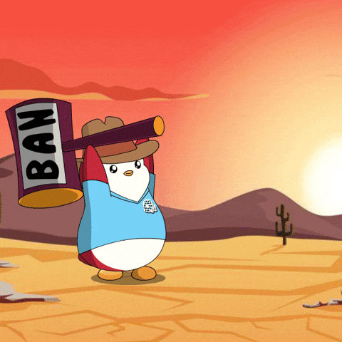Penguin Banish GIF by Pudgy Penguins by pudgypenguins