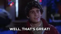 Movie gif. Zach Galligan as Billy in Gremlins stands out in the snow at night, snow flakes in his curly hair, smiling as he approaches us, saying, 