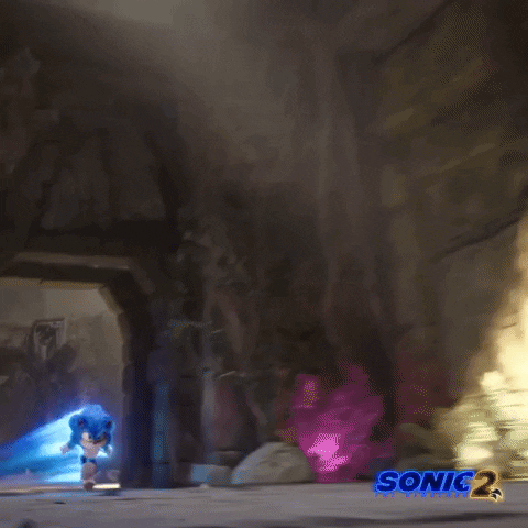 SONIC running with a blue light trail