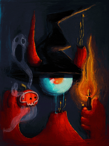 narisofka illustration halloween fire spooky GIF