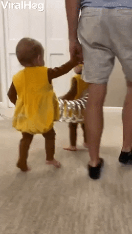 Twin Toddlers Dress Up As Slinky Dog For Halloween GIF by ViralHog