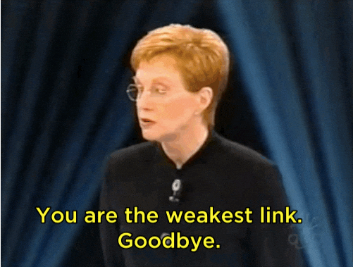 Image result for you are the weakest link gif"
