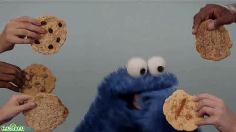 sesame street cookie monster eating cookies