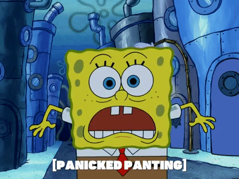panicking spongebob gif