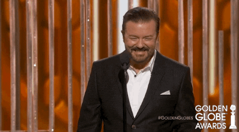 ricky gervais laughing GIF by Golden Globes