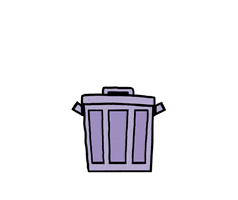Illustrated gif. Garbage with a face pops up from a trash can, and casually says, "I'm garbage."