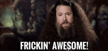Celebrity gif. Sam Didier nods his head and says, "Frickin' awesome" with emphasis.
