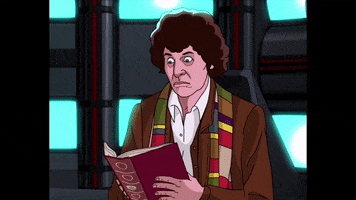 tom baker reading GIF by Doctor Who