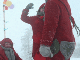 high five santa claus office GIF by The Elves!