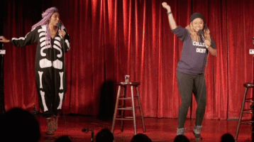 phoebe robinson happy dance GIF by 2 Dope Queens Podcast