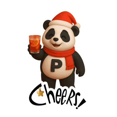 Cheers Panda Sticker by Pandastic Studio