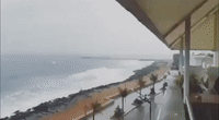 Cyclone Gaja Brings Rough Waves to Beach in Pondicherry, India