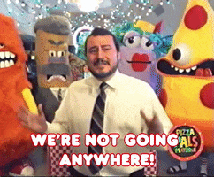 Meowwolf Not Going Anywhere GIF by PIZZA PALS PLAYZONE