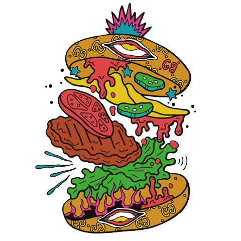 Burger Sticker by Pinkys Hog Roast BBQ & Grill