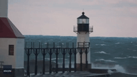 Michigan Lighthouse Slammed by Gigantic Waves as Region Braces for Winter Storm