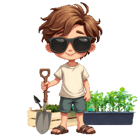 Boys Girls Gardening Sticker